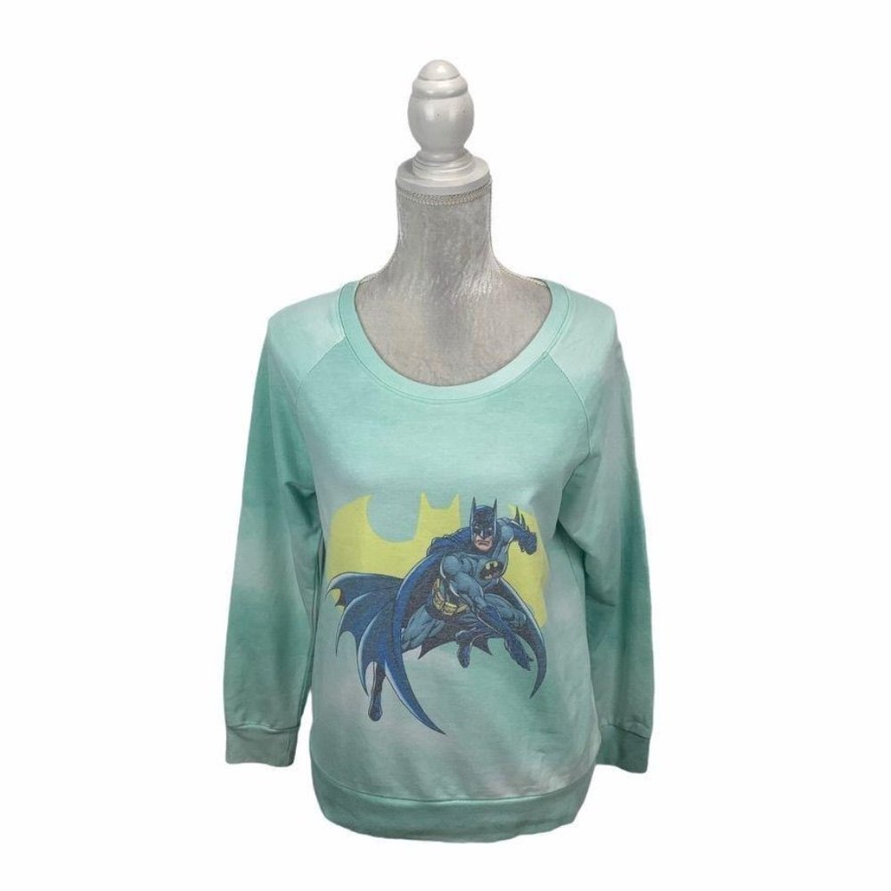 Batman Graphic Sweatshirt‎ Mint Green Raglan Sleeve